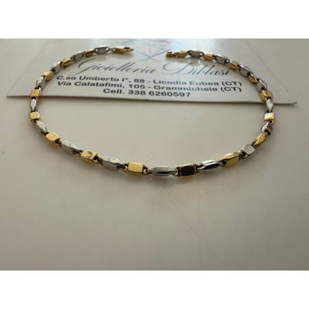 BRACCIALE In ORO Bicolore GIALLO e BIANCO Unisex Oro 18 KT 750% Made In Italy