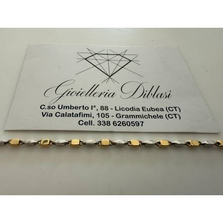 BRACCIALE In ORO Bicolore GIALLO e BIANCO Unisex Oro 18 KT 750% Made In Italy