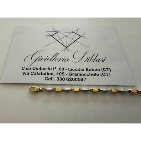 BRACCIALE In ORO Bicolore GIALLO e BIANCO Unisex Oro 18 KT 750% Made In Italy