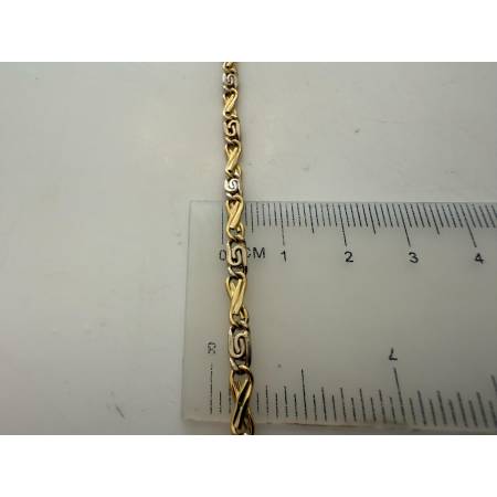 BRACCIALE Uomo Donna Unisex 18 Karati 750% In ORO GIALLO BIANCO Maglia Bicolore