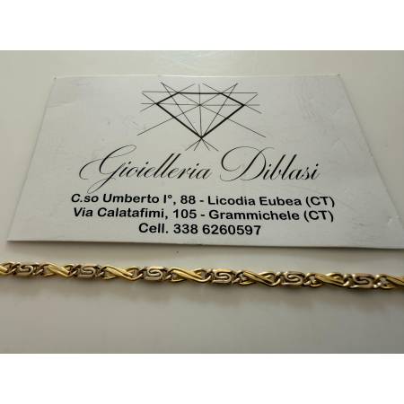 BRACCIALE Uomo Donna Unisex 18 Karati 750% In ORO GIALLO BIANCO Maglia Bicolore
