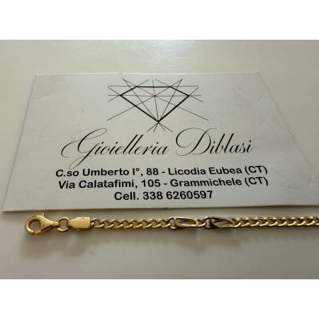 BRACCIALE In ORO 18 Karati 750% Uomo Donna Bicolore GIALLO BIANCO Maglia Catena