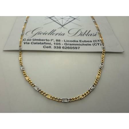 COLLANA In ORO GIALLO BIANCO 18 Karati 750% Uomo Donna COLLIER Catena Girocollo