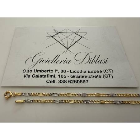 COLLANA In ORO GIALLO BIANCO 18 Karati 750% Uomo Donna COLLIER Catena Girocollo