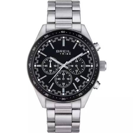 OROLOGIO BREIL TRIBE FAST EW0570 Uomo In Acciaio NERO Argento Cronografo Datario