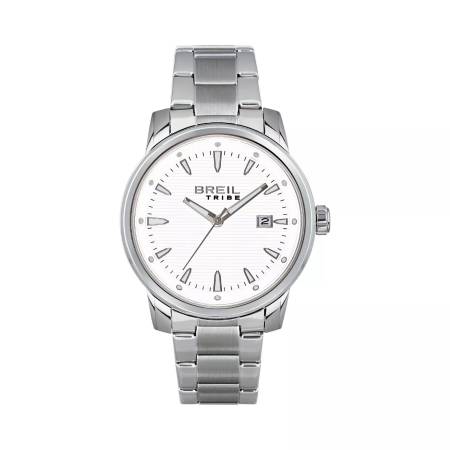 OROLOGIO BREIL TRIBE CALIBER EW0646 Uomo In Acciaio Bianco Argento Datario