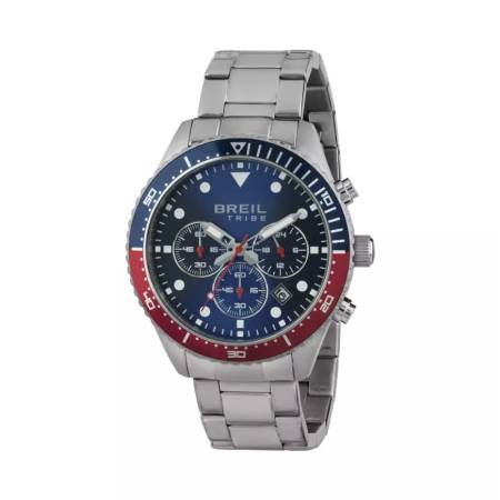 OROLOGIO BREIL TRIBE SAIL EW0581 Uomo Acciaio Blu Rosso Argento Cronografo Data