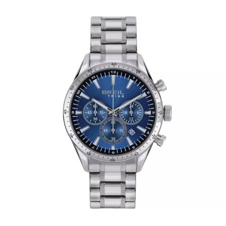 OROLOGIO BREIL TRIBE JATO EW0655 Uomo In Acciaio Blu Argento Cronografo Datario