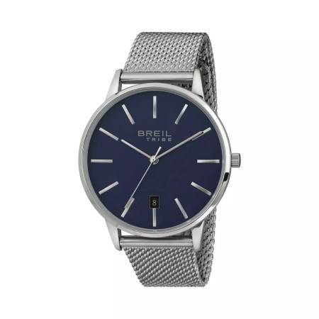 OROLOGIO BREIL TRIBE AVERY EW0457 Uomo In Acciaio Blu Argento Data Maglia Milano