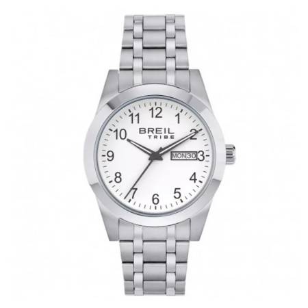 OROLOGIO BREIL TRIBE RANK EW0752 Uomo Da Polso In Acciaio Bianco Argento Datario