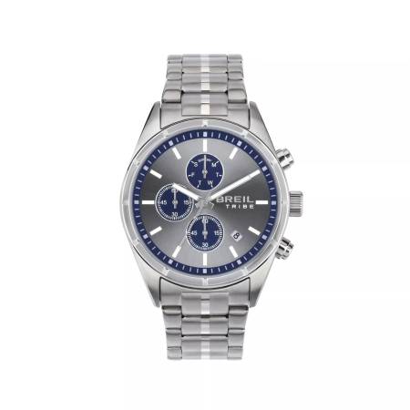 OROLOGIO BREIL TRIBE CAPTAIN EW0693 Uomo Acciaio Grigio Blu Argento Crono Data