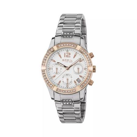 OROLOGIO BREIL Donna Polso C'ESTCHIC Acciaio Argento Rosa Cronografo Data EW0426