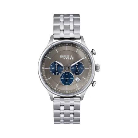 OROLOGIO BREIL TRIBE CLASSY EW0643 Uomo Acciaio Grigio Blu Argento Crono Datario