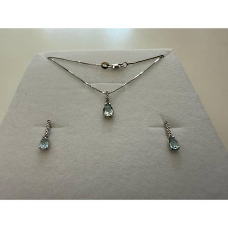 Parure COLLANA PUNTO LUCE Con ORECCHINI In ORO BIANCO 18 KARATI 750% E ZIRCONI