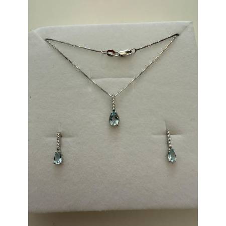 Parure COLLANA PUNTO LUCE Con ORECCHINI In ORO BIANCO 18 KARATI 750% E ZIRCONI
