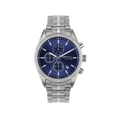OROLOGIO BREIL TRIBE CAPTAIN EW0692 Uomo Acciaio Blu Argento Cronografo Datario