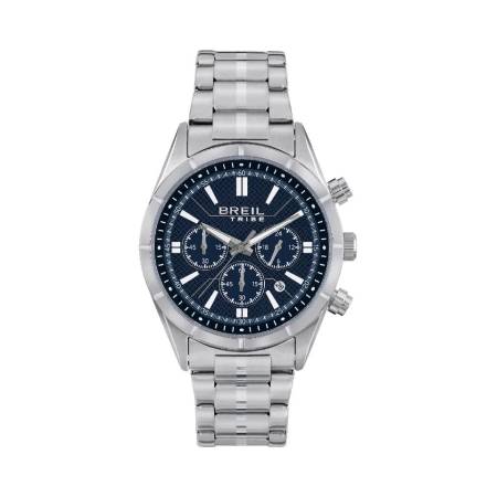 OROLOGIO BREIL TRIBE LEAD EW0525 Uomo In Acciaio Blu Argento Cronografo Datario