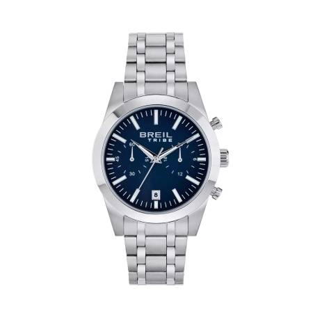 OROLOGIO BREIL TRIBE RANK EW0735 Uomo In Acciaio BLU Argento Cronografo Datario