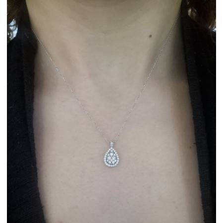 COLLANA PUNTO LUCE DIAMANTI Forma A GOCCIA Oro Bianco 18 Karati 750% PG GIOIELLI