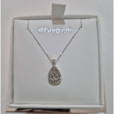COLLANA PUNTO LUCE DIAMANTI Forma A GOCCIA Oro Bianco 18 Karati 750% PG GIOIELLI