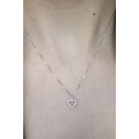 COLLANA PUNTO LUCE DIAMANTI Forma A CUORE Oro Bianco 18 Karati 750% PG GIOIELLI