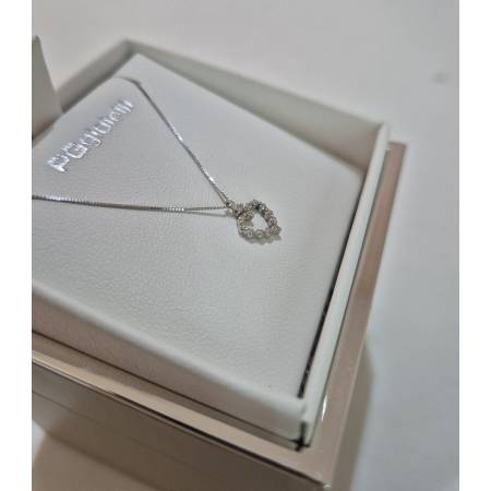 COLLANA PUNTO LUCE DIAMANTI Forma A CUORE Oro Bianco 18 Karati 750% PG GIOIELLI