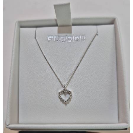 COLLANA PUNTO LUCE DIAMANTI Forma A CUORE Oro Bianco 18 Karati 750% PG GIOIELLI