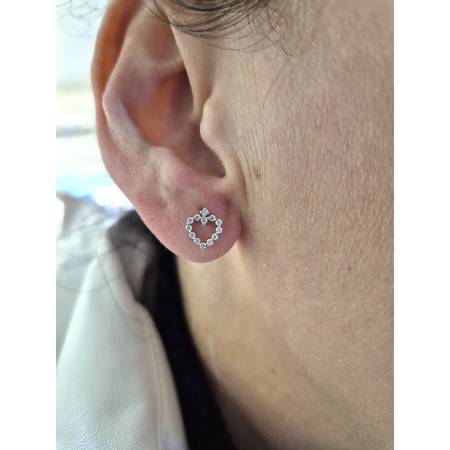 ORECCHINI PG GIOIELLI DIAMANTI Punto Luce Forma A CUORE In ORO BIANCO 18 KT 750