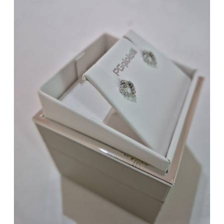 ORECCHINI PG GIOIELLI DIAMANTI Punto Luce Forma A CUORE In ORO BIANCO 18 KT 750