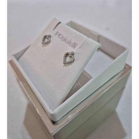 ORECCHINI PG GIOIELLI DIAMANTI Punto Luce Forma A CUORE In ORO BIANCO 18 KT 750