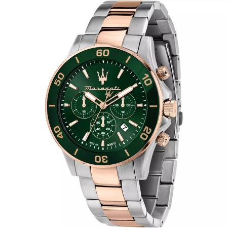 OROLOGIO MASERATI Uomo COMPETIZIONE CRONOGRAFO Verde Acciaio Rosato R8873600004