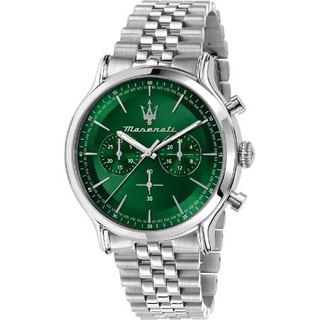 OROLOGIO MASERATI Polso Uomo Cronografo EPOCA Acciaio Argento Verde R8873618033