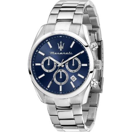 OROLOGIO MASERATI Uomo ATTRAZIONE Cronografo In Acciaio Argento Blu R8853151005
