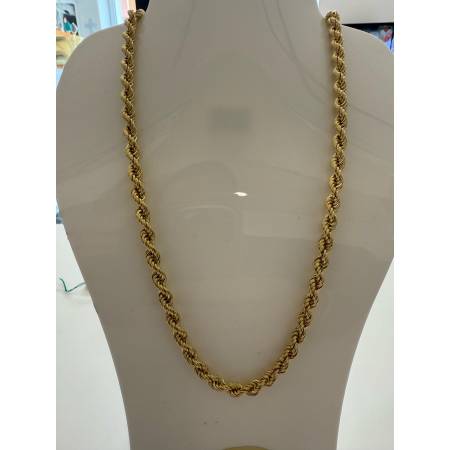 COLLANA ORO GIALLO 18 KT 750% Modello CORDA (FUNE) Intrecciata Uomo Donna Unisex