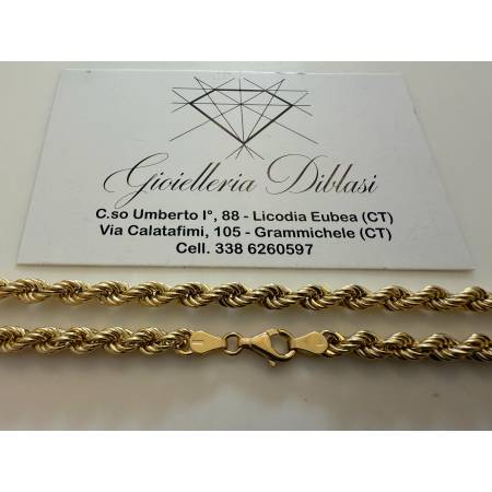 COLLANA ORO GIALLO 18 KT 750% Modello CORDA (FUNE) Intrecciata Uomo Donna Unisex