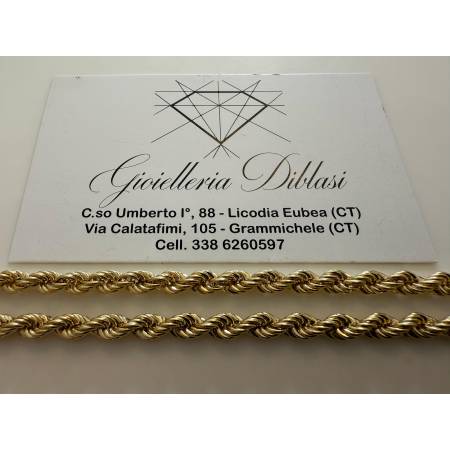 COLLANA ORO GIALLO 18 KT 750% Modello CORDA (FUNE) Intrecciata Uomo Donna Unisex