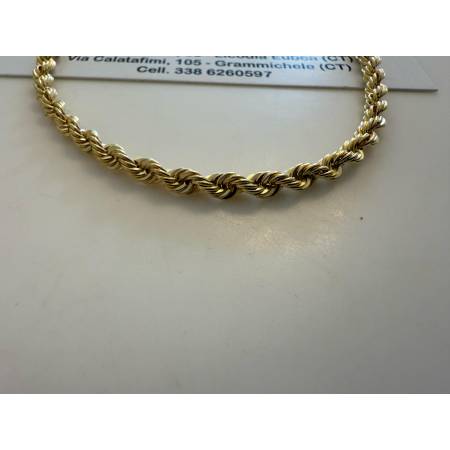 COLLANA Girocollo ORO GIALLO 18 KT 750% Modello CORDA (FUNE) Treccia Uomo Donna