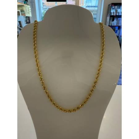COLLANA Girocollo ORO GIALLO 18 KT 750% Modello CORDA (FUNE) Treccia Uomo Donna