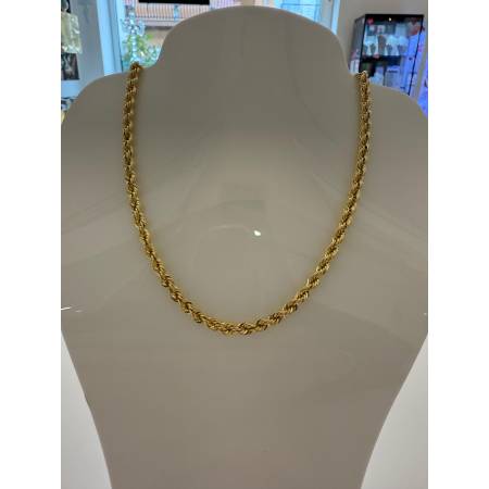 COLLANA Girocollo ORO GIALLO 18 KT 750% Modello CORDA (FUNE) Treccia Uomo Donna