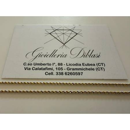 COLLANA ORO 18 KT 750% Donna Giallo Bianco CORDA Laser Girocollo COLLIER Catena