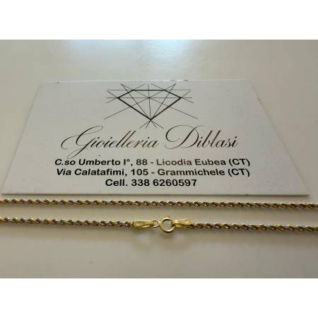 COLLANA ORO 18 KT 750% Donna Giallo Bianco CORDA Laser Girocollo COLLIER Catena