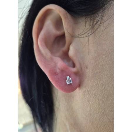 ORECCHINI PG GIOIELLI QUARZO ROSA Tondo Con DIAMANTI Oro Bianco 18 Karati 750%