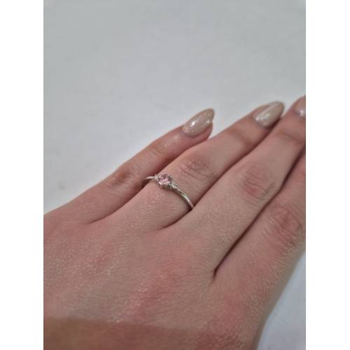 ANELLO SOLITARIO Oro Bianco 18 Karati...