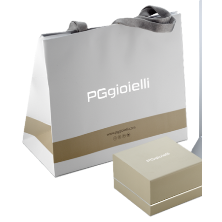 COLLANA Punto Luce QUARZO ROSA Tondo E DIAMANTE Oro Bianco 18 Kt 750% PGGIOIELLI