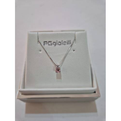 COLLANA Punto Luce QUARZO ROSA Tondo...