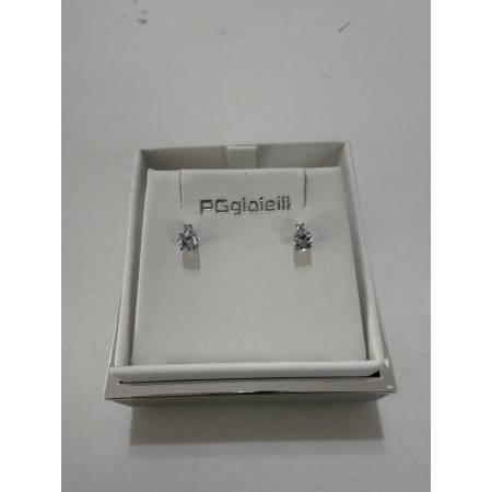 ORECCHINI PG GIOIELLI TOPAZIO Tondo Con DIAMANTI In Oro Bianco 18 Karati 750%