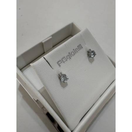 ORECCHINI PG GIOIELLI TOPAZIO Tondo Con DIAMANTI In Oro Bianco 18 Karati 750%