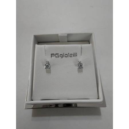 ORECCHINI PG GIOIELLI TOPAZIO Tondo Con DIAMANTI In Oro Bianco 18 Karati 750%