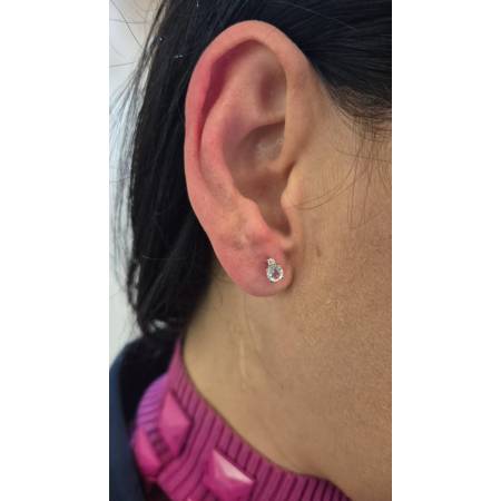 ORECCHINI PG GIOIELLI TOPAZIO Tondo Con DIAMANTI In Oro Bianco 18 Karati 750%