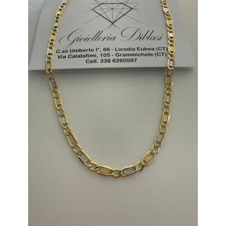 COLLANA ORO Bicolore GIALLO E BIANCO Uomo Donna Unisex 18 Karati 750% Girocollo